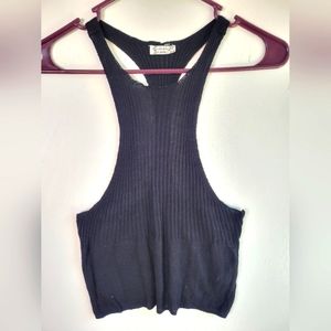 NWOT Free People Light Knit Sweater Racer Back Cami Tank Black Extra Small